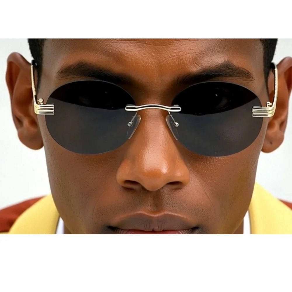 Men Sunglasses Outfit Sleek Frameless Sun Protection Luxurious Touch Rapper 2026